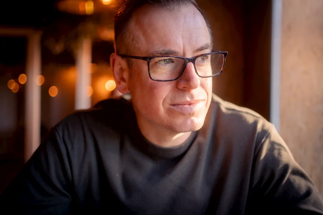 Pete Lambert, looking all pensive in a cafe